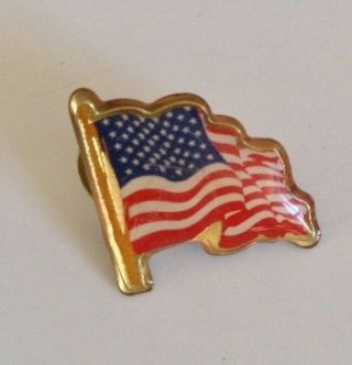 American Flag Patriotic Lapel Hat Pin Puffy Red White Blue Stars Stripes Vintage