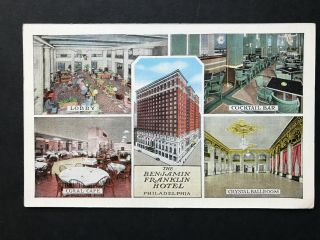 The Benjamin Franklin Hotel,  Philadelphia Pa Multi View Postcard Posted 1940