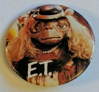 Vintage E.  T.  The Extraterrestrial Pin Button Wig Movie Film 1982 Promotion