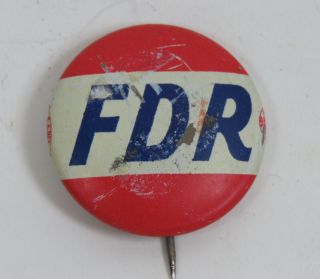 Vintage Fdr Franklin D.  Roosevelt Pinback Campaign Button -