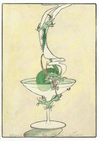 Postcard Bertha Lum " Green Dragon Cocktail " 1937 Fine Arts Museums Of Sf