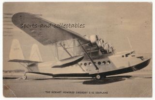 Hornet Powered Sikorsky S - 42 Seaplane - C1935 Postcard P/u Bridgeport