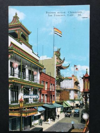 China Town Street View,  San Francisco Ca Vintage Postcard Db Posted 1928