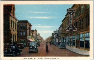 St.  Thomas,  Ontario Canada Talbot Street Scene 1944 Postcard