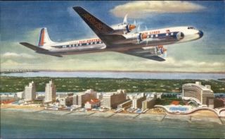 Eastern Airlines Golden Falcon Airplane In Flight Airline Issued Postcard