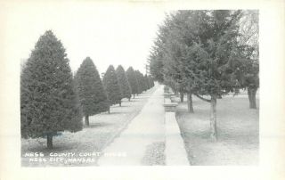 Ness City Ks Well - Coiffed Path To County Courthouse Real Photo Postcard 1950s