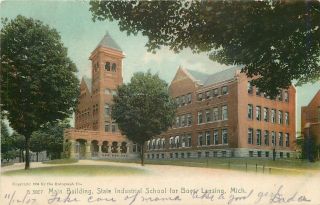 Lansing Michigan Rotograph Postcard:: Industrial School For Boys Main Bldg 1904