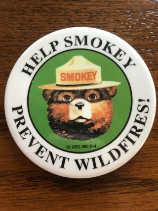 Help Smokey Prevent Wildfires Pin,  16usc 580 P - 4,  Smokey The Bear