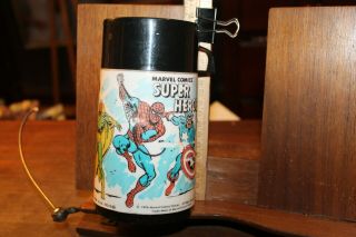 1976 Aladdin Thermos Marvel Heroes Spider - Man Hulk Thor Cap Scarlet Witch