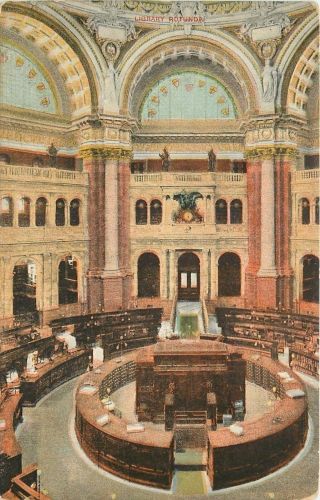 Washington Dc Library Of Congress Rotunda Reading Room 1910 Postcard