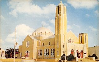 Tarpon Springs Florida Greek Cathedral Orthodox Church Lamp Post 1950s Postcard