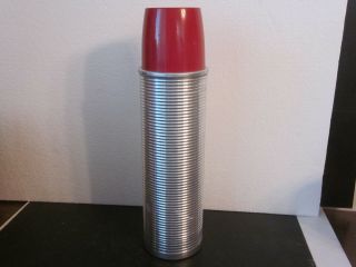 Vtg 14 " Vaccum Bottle Metal Thermos 2484 24f 1 Quart Size Plastic Cap Polly Top