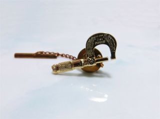 Detailed Vintage / Retro Gold Plated Micrometer Tie / Lapel Pin