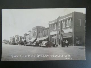 Vintage Rppc Postcard Main Street Redfield South Dakota