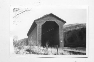 Vintage Rppc Postcard Railroad Covered Bridge Wolcott Vt R66