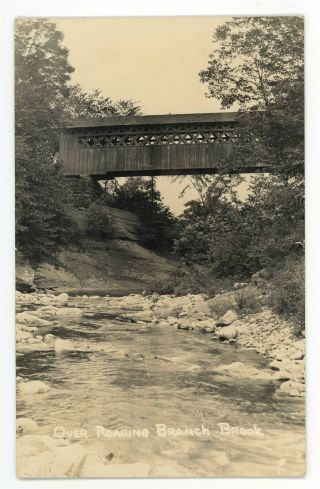 Rppc Covered Bridge Chiselville Vt Vintage Vermont Real Photo Postcard