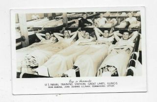 Vintage Rppc Photo Postcard Navy Sailors In Bunks Ntc Great Lakes Il R646