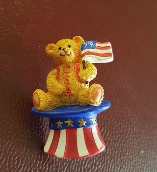 Patriotic Teddy Bear Lapel Pin ☆ U.  S.  A Flag ☆ American Collectible Badge