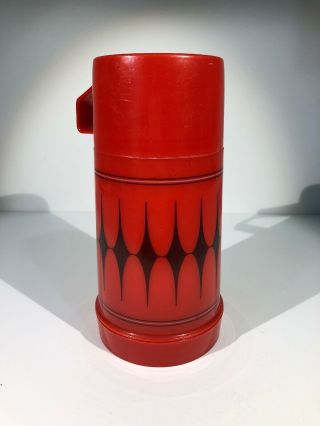 Vintage Aladdin Mid Century Modern Thermos W/cup - Red And Black
