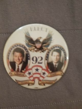 Vintage Rare1992 Clinton & Gore Us Presidential Election Campaign Button Pin