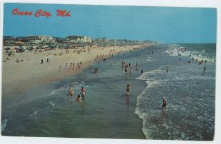 Aerial View Of The Beach At Ocean City Md Vintage Maryland Postcard