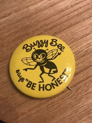 Vtg Buzzy Bee “be Honest” Pinback Button Badge Pin Metal 1.  5” Yellow