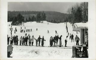 Mt.  Snow Ski Area,  Vt Rppc Great View Of The Lift Line And Rope Tow C1950