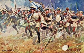 Imperial Russia - Military,  Ww1,  Russian Infantry,  Artist Signed,  B.  G.  Baker