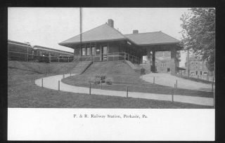 1900s Perkasie,  Pennsylvania P & R Railway Station Railroad Back 4