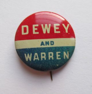 1948 U.  S.  Presidential Campaign Button - Dewey And Warren