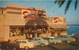 Saba Fine Food And Grog Tiki Bar Capitola Ca California Chrome Postcard 1950s