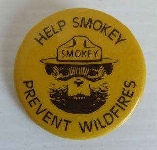 Vintage Smokey The Bear Prevent Wildfires Pinback (inv23706)