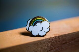 Vintage Rainbow With Clouds Carebears Style Lapel Pin
