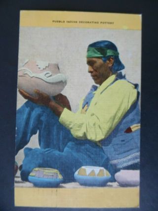 1950 Mexico San Ildefonso Indian Painting Pottery Postcard