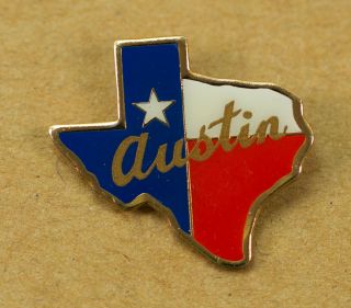 Small Austin Texas Lone Star State Red White & Blue Lapel Jacket Hat Pin