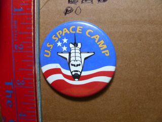 Button Pin Souvenir Us Space Camp Shuttle Flag Patriotic
