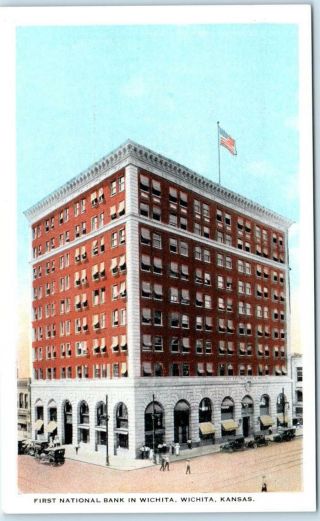 Wichita,  Kansas Ks First National Bank In Wichita Ca 1910s - 20s Postcard