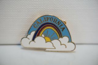 California Rainbow And Clouds Pin For Hat Backpack Purse Enamel Metal Pin