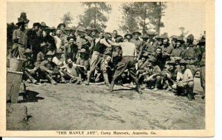 Camp Hancock Augusta Ga The Manly Art Boxing Wwi Postcard 1918