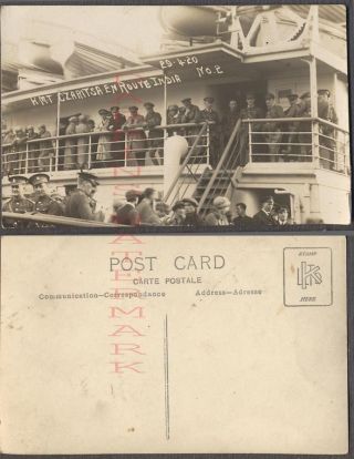 Vintage Photo Postcard Wwi Army Men On Hmt Czaritsa Ship To India 685178