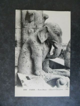 1910s Paris France Notre Dame Elephant Gargoyle Statue Postcard