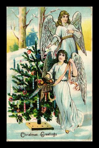 Dr Jim Stamps Us Christmas Angels Postcard Made In Germany Holiday
