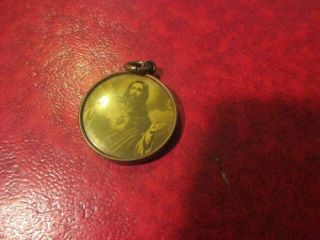 Antique Religious Pendant - Christ And Mary