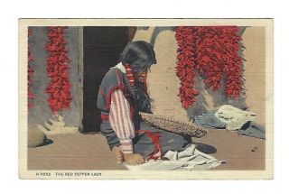 Vintage Native American Indian Postcard The Red Pepper Lady Rpo Railway Postmark