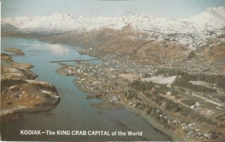 Z) Kodiak,  Ak - Aerial View Of " King Crab Capital Of The World " W/ Kodiak Stats