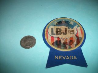 Vintage Political Pinback Button Lbj For The Usa 3d 1964 Democratic National Co
