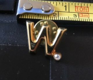 Vintage Pin; Letter Initial " W " Goldtone