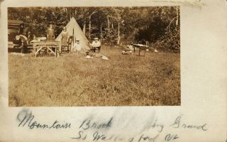 South Wallingford,  Vt Rppc Family Camping In A Tent 1924