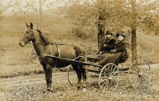 Bristol,  Vt Rppc Man And Woman In A Horse - Drawn Buggy C1910