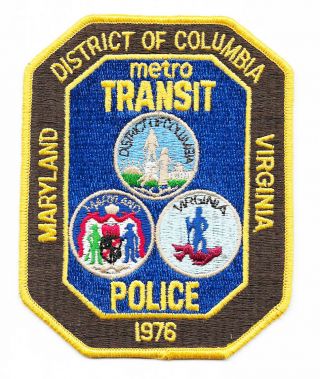 Police Patch Maryland Md District Of Columbia Virginia Metro Transit Security Pd